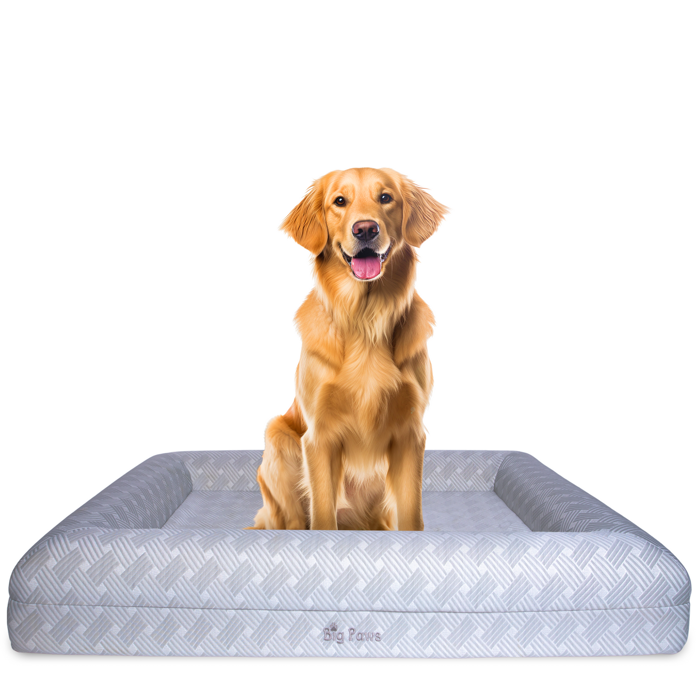 Big Paws Large Cooling Orthopedic Dog Bed for Large Dogs - Ice Silk Cooling Cover, 5 Waterproof Liners, Non-Slip Bottom, Raised Bolsters, Machine Washable Dog Bed - Gray